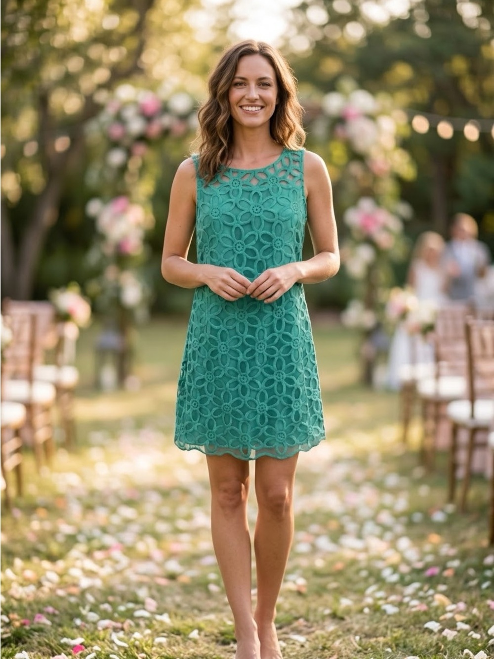 Teal Floral Embroidered Lace Shift Mini Dress Size Medium Mud Pie